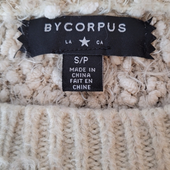 Bycorpus Popcorn Knit Pullover Long Sleeve Cream Sweater Top - Size S - Picture 9 of 10